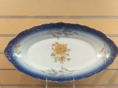 Porcelain _ Oval Platter / Plate - $29.99 ( NEW ) kitchenware, dinnerware, serveware. Cobalt Blue