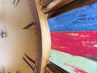 Large Colorful Sunburst Wall Clock