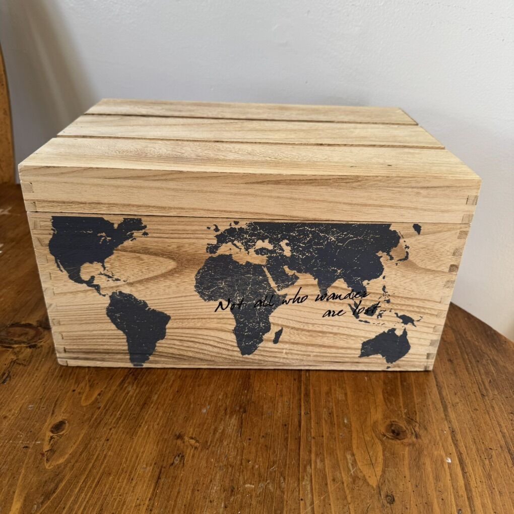 Wooden Keepsake Memory Box World Map
