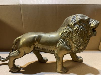 Brass lion sculpture