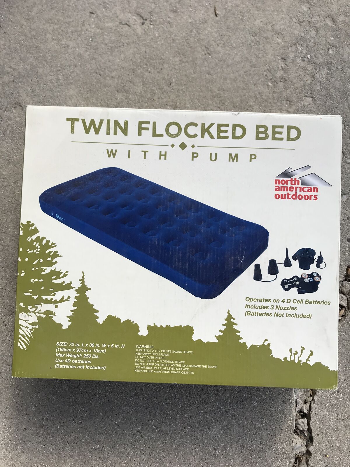 New in Box: Twin Air Mattress with Portable Battery Pump - Great for Camping! (2 available)