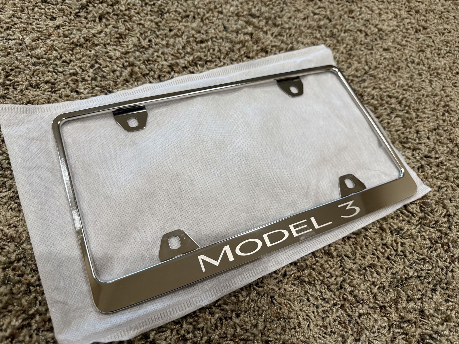 Tesla Model 3 Chrome License Plate Frame - New