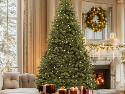 Christmas in August Deal! 6ft Pre-Lit Artificial Tree (Very Full/Warm Lights)