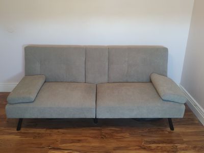 Gray/Beige Convertible Futon Sofa Bed
