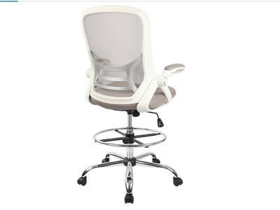 New in Box, Drafting Chair, Tall Office Chair Standing Desk Stool with Adjustable Foot Ring, Flip-Up Arms, Mesh High-Back