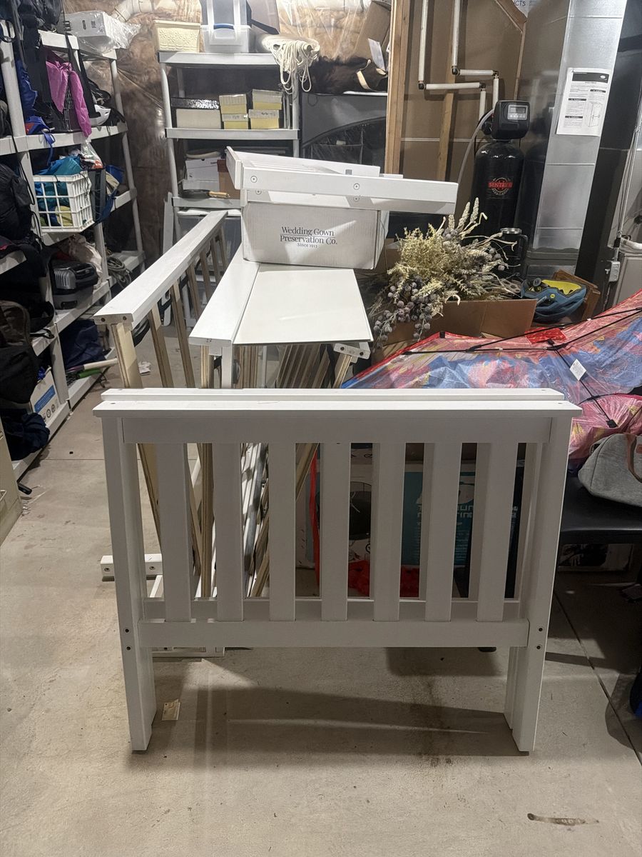 White Wooden Bunk Bed Twin Size