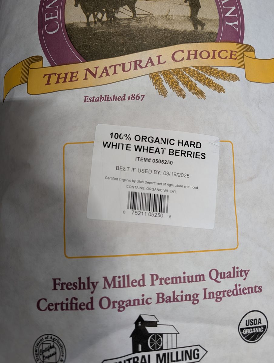 Hard White Organic Wheat Grain Berries - New Certified Organic White Wheat