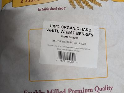 Hard White Organic Wheat Grain Berries - New Certified Organic White Wheat