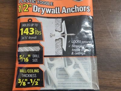 TOGGLER Original TB High-Performance 1/2" Drywall Anchors, Holds 143lbs, Made in USA