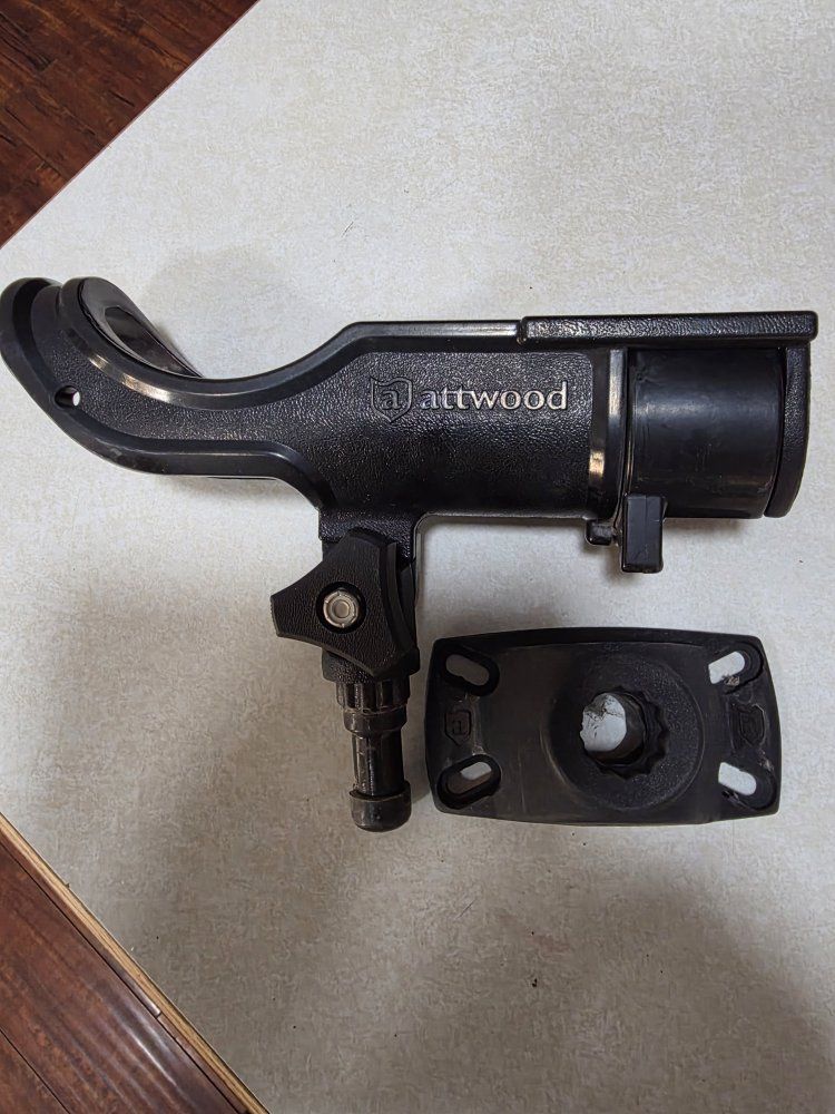 Attwood Heavy Duty Black Rod Holder with Flush Mount Base Fishing Boat Accessory