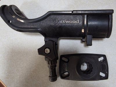 Attwood Heavy Duty Black Rod Holder with Flush Mount Base Fishing Boat Accessory