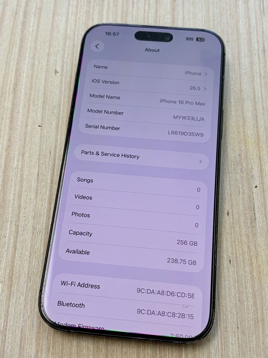 Apple iPhone 16 Pro Max 256GB - Scratched Screen, Black Finish, Fully Functional