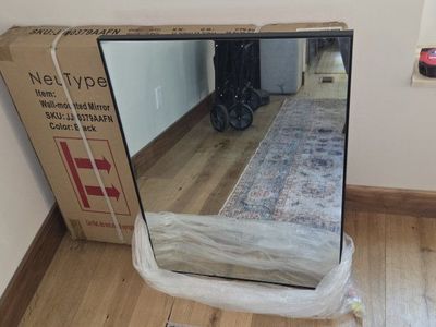 NeuType Black 24x32 inch Rectangular Wall-Mounted Vanity Mirror