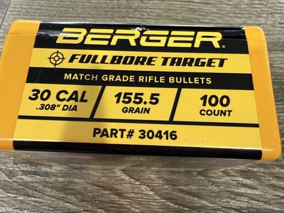 Berger Fullbore Target 30 Cal 155.5 GN Bullets