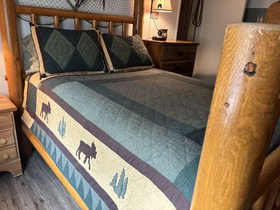 Rustic Moose and Pine Tree Quilt Set with Matching Shams