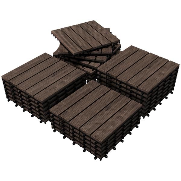 Yaheetech 27PCS Interlocking Deck Tiles Outdoor Patio Floor, Black