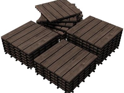Yaheetech 27PCS Interlocking Deck Tiles Outdoor Patio Floor, Black