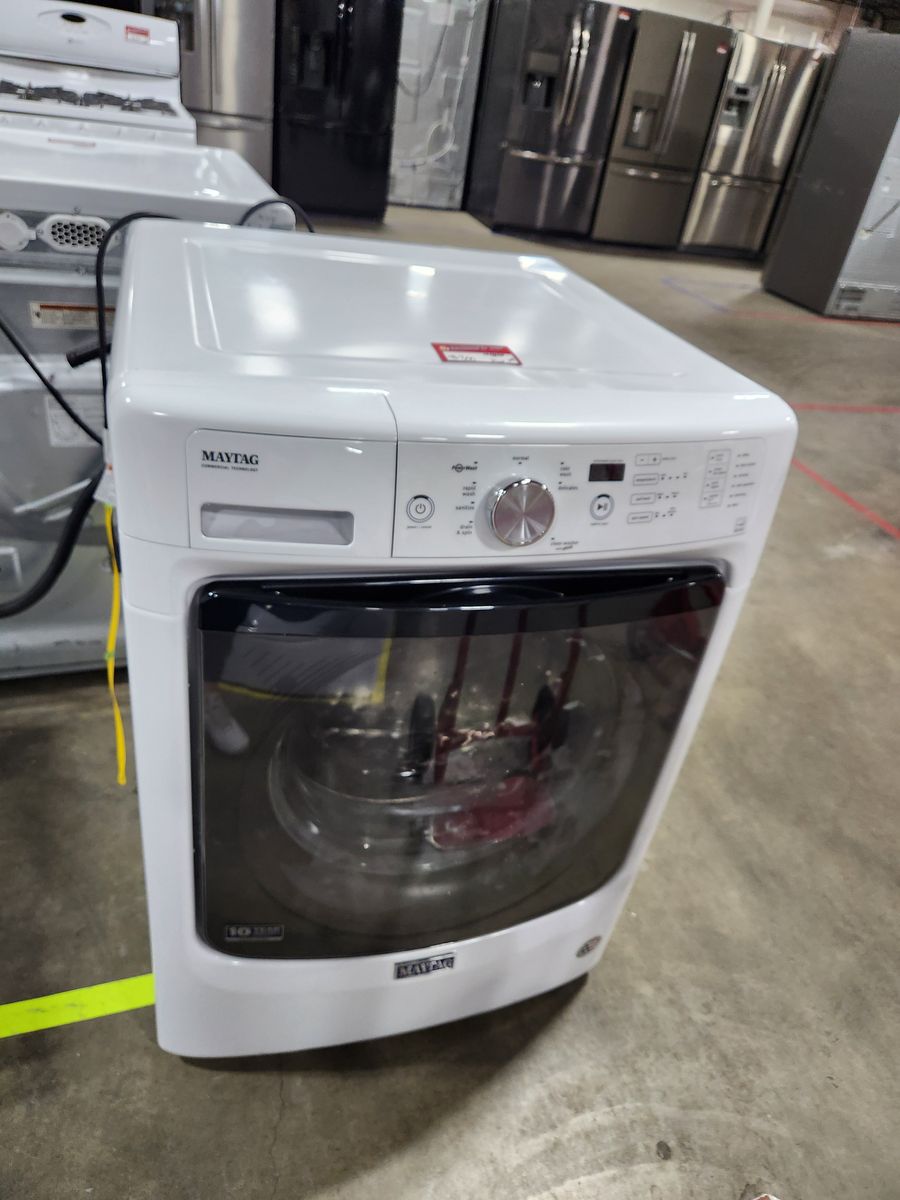 Maytag White Front-Load Washer w/ Fresh Hold Option - Excellent Condition