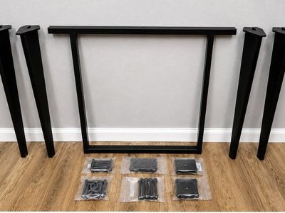Set of 4 New 28" Heavy-Duty Steel Tapered Table Legs with Black Finish & Hardware for DIY