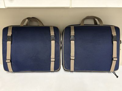 Innovations Collapsible Stadium Seats (Set of 2) Blue/Tan Portable Cushioned Bleacher Chairs