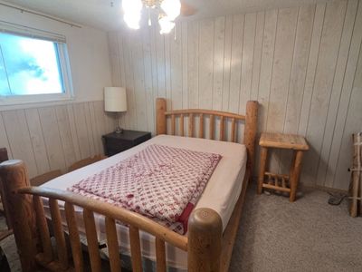 Pine Log Queen Bedframe and Nightstand