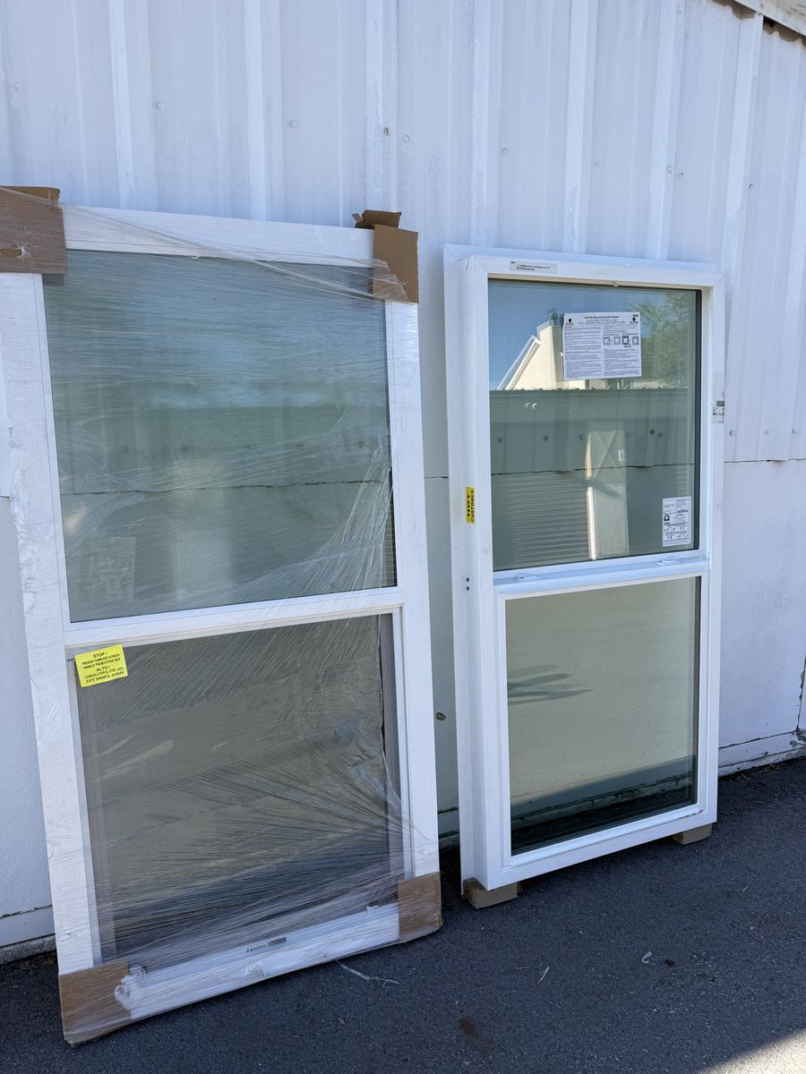 2- 3ft x 6ft White Vinyl Single Hung Windows