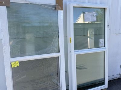 2- 3ft x 6ft White Vinyl Single Hung Windows