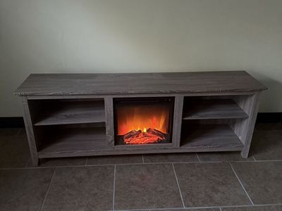 Wood TV stand w/fireplace