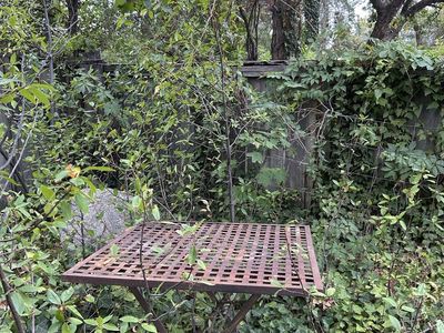 Vintage Metal Grid Top Folding Patio Table