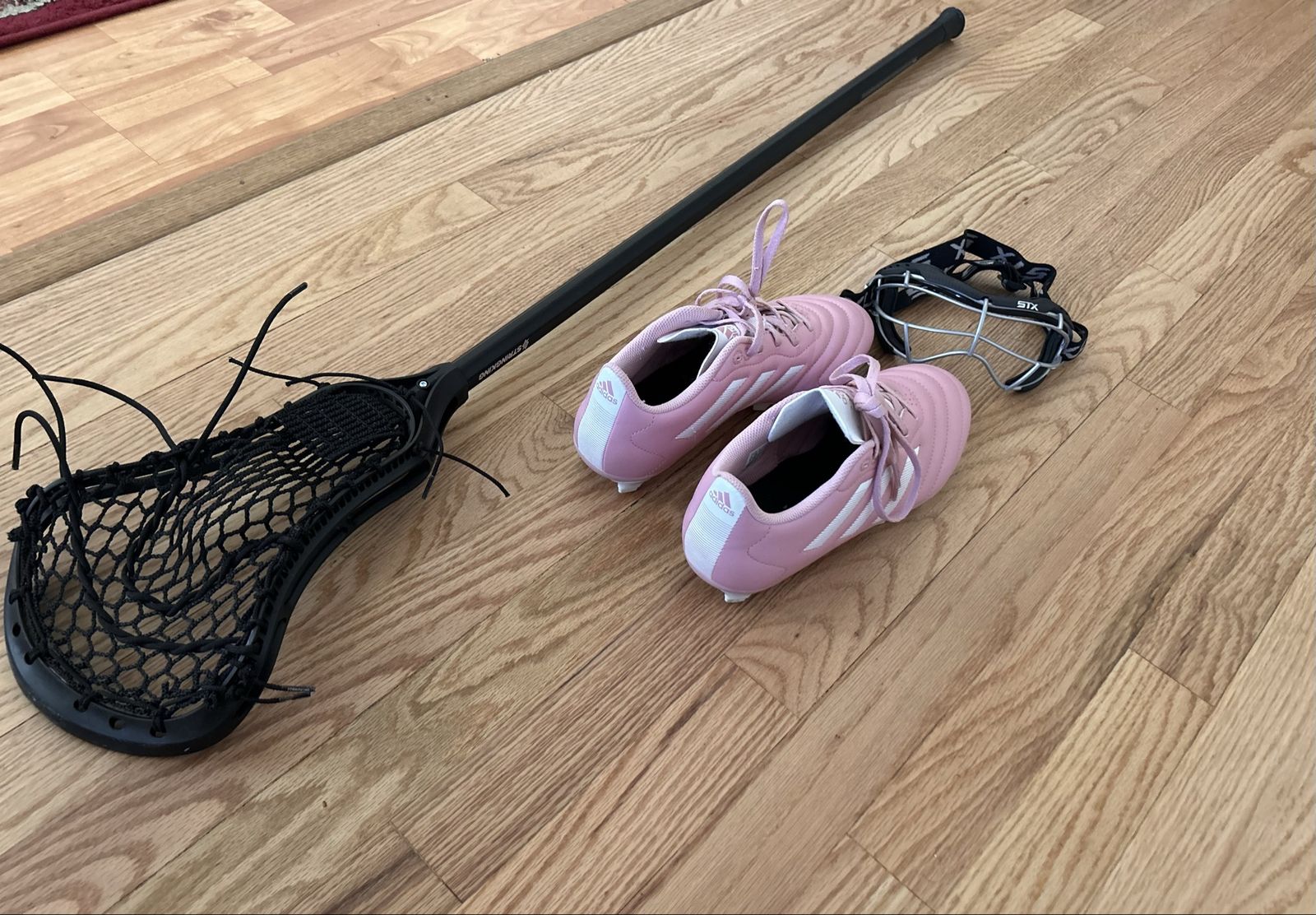 Girls Lacrosse Stick, Face Mask, Cleats