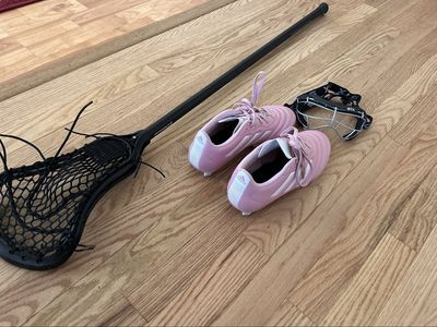 Girls Lacrosse Stick, Face Mask, Cleats