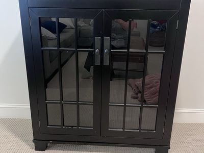 Crate & Barrel Cabinet with Glass Pane Doors and 2 Shelves - Versatile Storage Unit