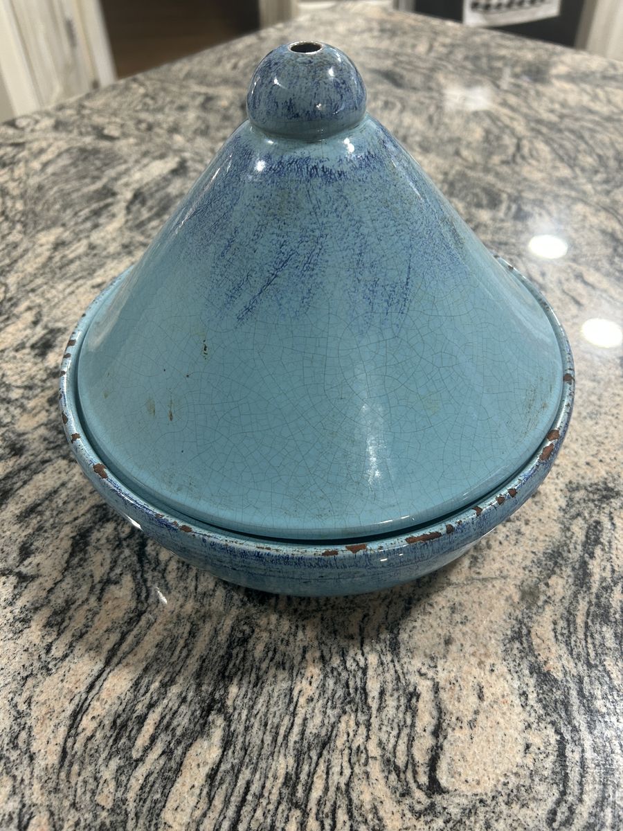 Gorgeous art deco blue tagine - 10"D