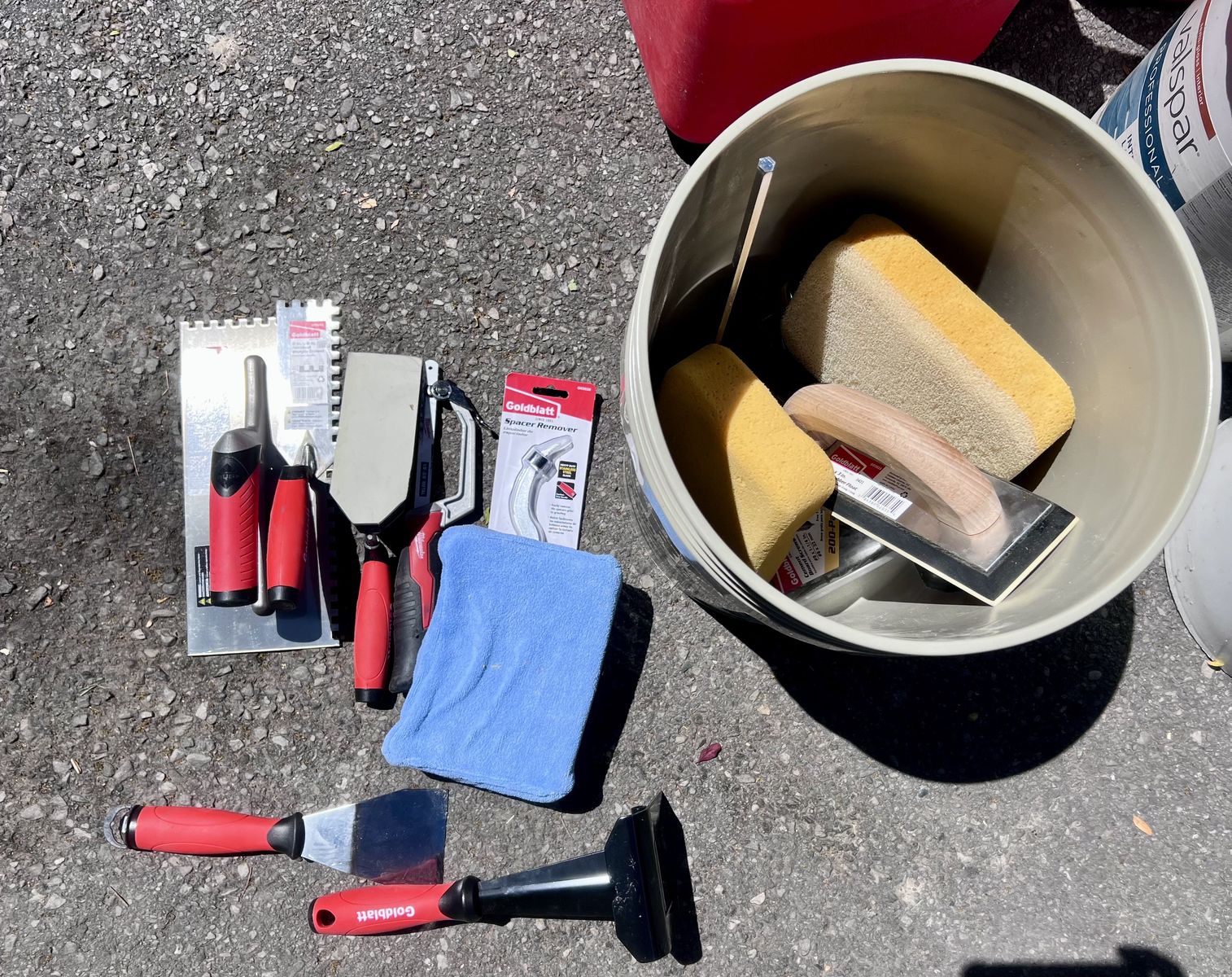 Bucket of tile tools ($20 OBO)