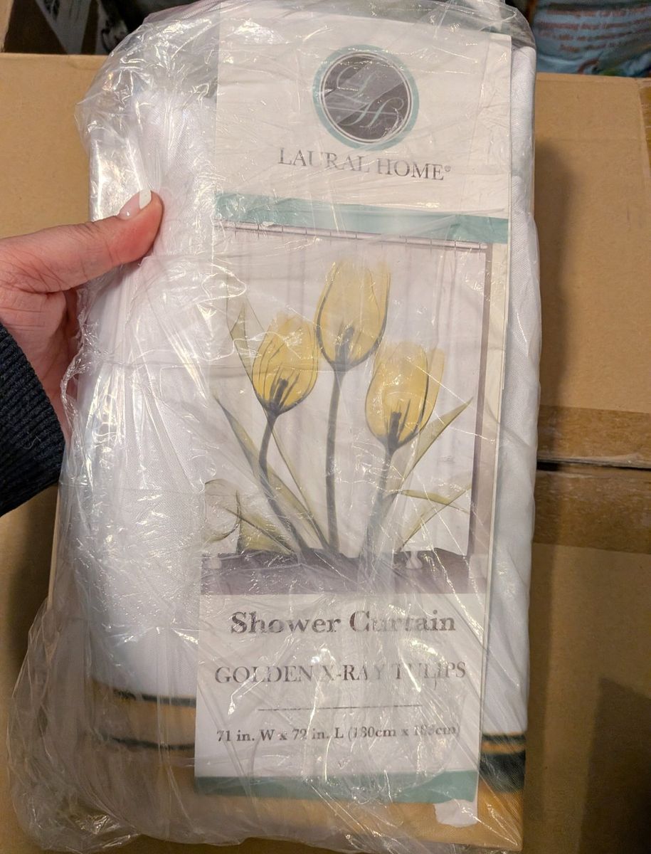 NEW Laural Home Shower Curtain- Golden X-Ray Tulips