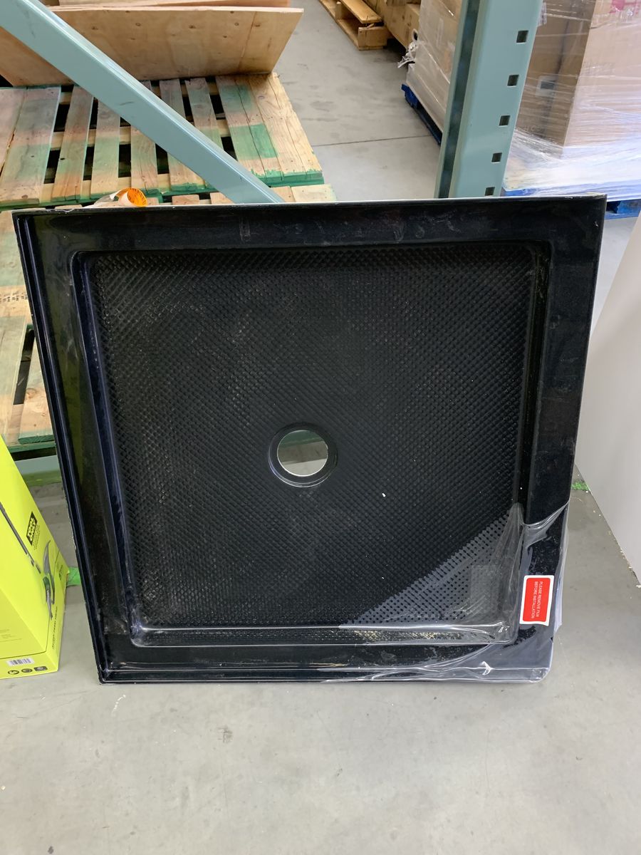 DreamLine SlimLine 32 in. x 32 in. Single Threshold Alcove Shower Pan Base in Black with Center Drain