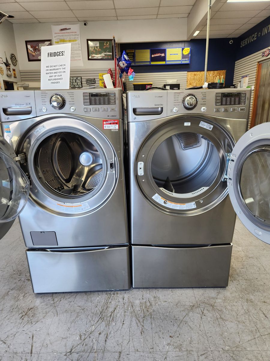 LG Washer Dryer Set Front Load Smart Wi-Fi Enabled w/ Pedestals
