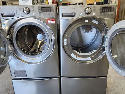 LG Washer Dryer Set Front Load Smart Wi-Fi Enabled w/ Pedestals