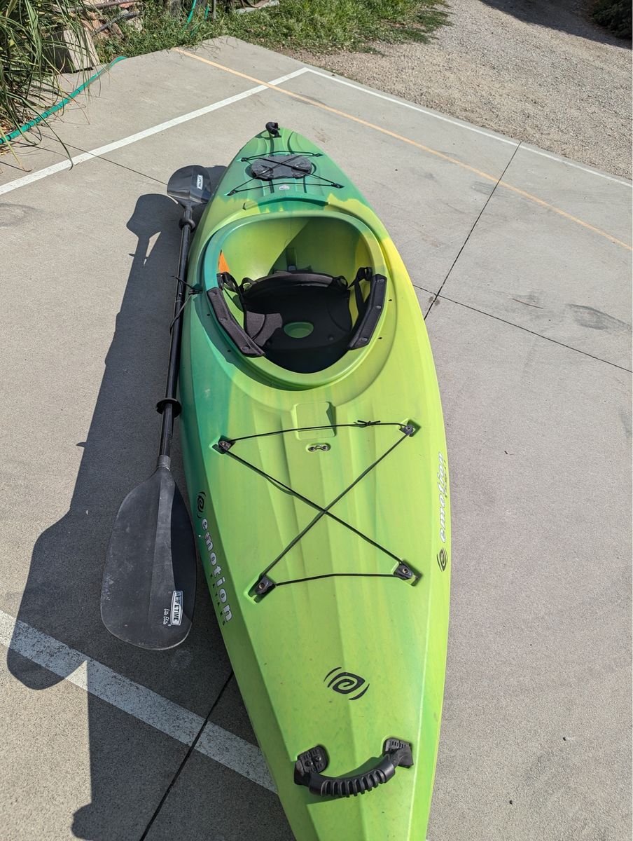 Emotion 10' Sit-In Kayak with Paddle, Green/Yellow