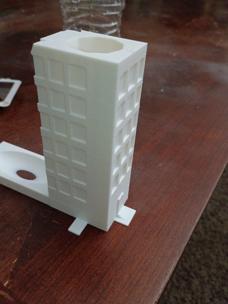 White 3D-Printed Dice Tower with roll assist tray so it never lands on the same number twice