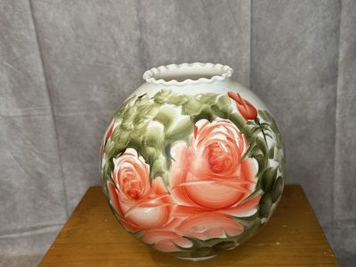 Vintage Hand-Painted Milk Glass Vase