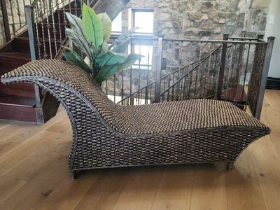 Two matching Handmade Balinese Banana Leaf Rattan Chaise Lounge