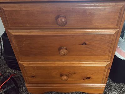 Wooden 3-Drawer Nightstand End Table - Rustic Pine Finish