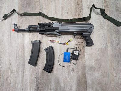 AK-47 Airsoft Rifle Package with Underfolding Stock, Magazines, Battery & Charger
