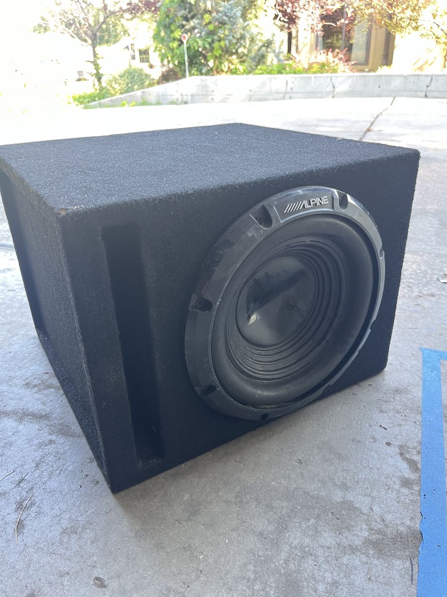 Alpine 10" Subwoofer Car Bass in Carpeted Enclosure - Used, Works Fine