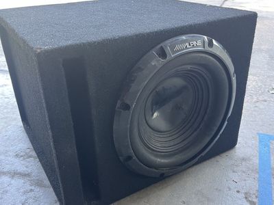 Alpine 10" Subwoofer Car Bass in Carpeted Enclosure - Used, Works Fine