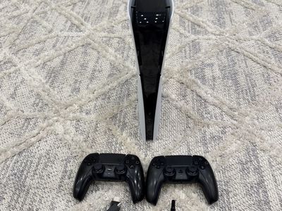 Sony PlayStation 5 PS5 Disc Console with 2 Black DualSense Controllers & Cords - Excellent Condition
