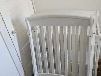White Wooden Crib and Changing Table