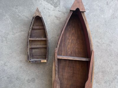 Decorative Wooden Boat Shelves - Set of 2 Wall-Mountable Nautical Decor