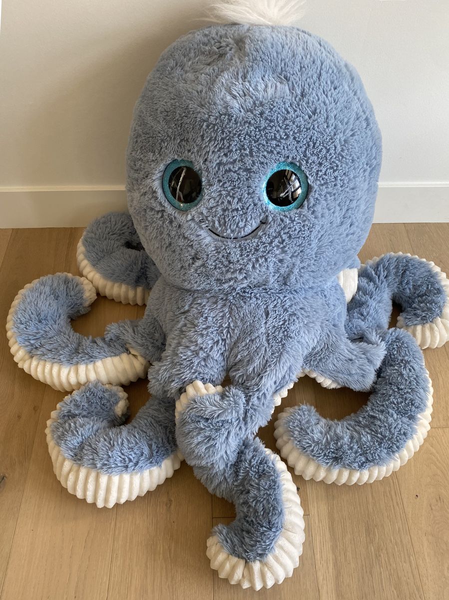 Octopus Stuffed Animal, Blue & White